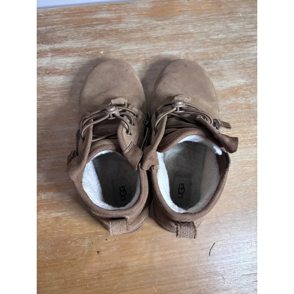 UGG Neumel Zip Suede Chukka Boots Brown Toggle Lace Side Zip Mens 1112481
